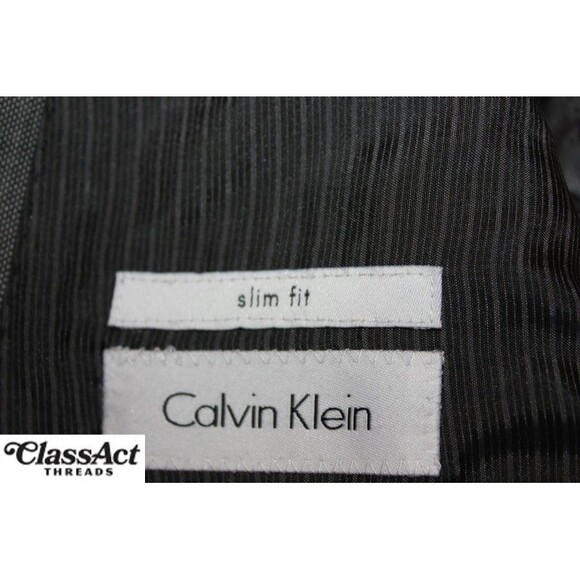 Calvin Klein Slim Fit 2 Piece Suit Mens Gray 2 Button Wool 48R Flat Fronts 40" W - Picture 12 of 12